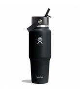 32 oz Wide Mouth Travel Bottle with Flex Straw Cap-Black