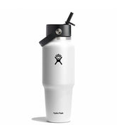 32 oz Wide Mouth Travel Bottle with Flex Straw Cap-White