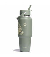 32 oz Wide Mouth Travel Bottle with Flex Straw Cap-Botanical Bliss