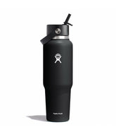 40 oz Wide Mouth Travel Bottle with Flex Straw Cap-Black