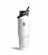 40 oz Wide Mouth Travel Bottle with Flex Straw Cap-White