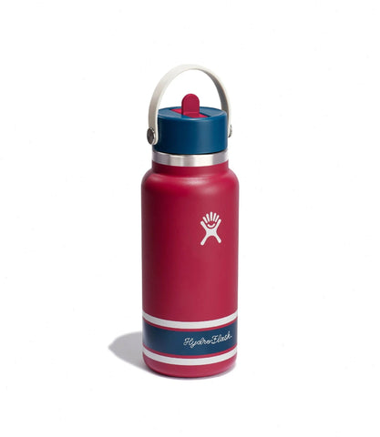 32 oz Wide Mouth with Flex Straw Cap-Campus Red