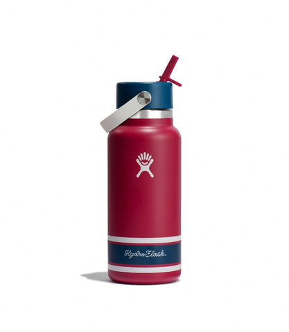 32 oz Wide Mouth with Flex Straw Cap-Campus Red