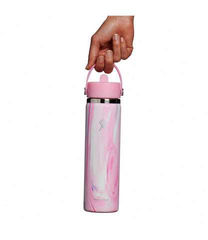 24 oz Wide Mouth with Flex Straw Cap-Jelly Pink