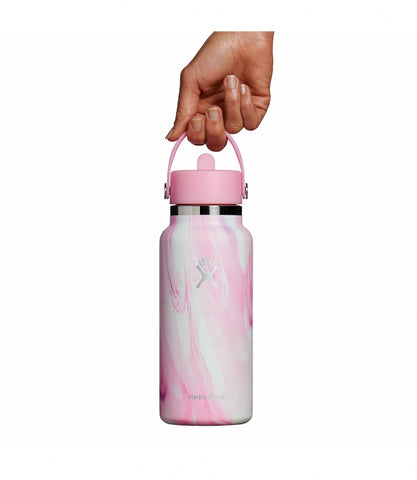 32 oz Wide Mouth with Flex Straw Cap-Jelly Pink