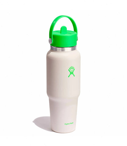 32 oz Wide Mouth Travel Bottle with Flex Straw Cap-Neon Green