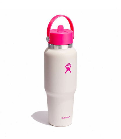 32 oz Wide Mouth Travel Bottle with Flex Straw Cap-Neon Pink