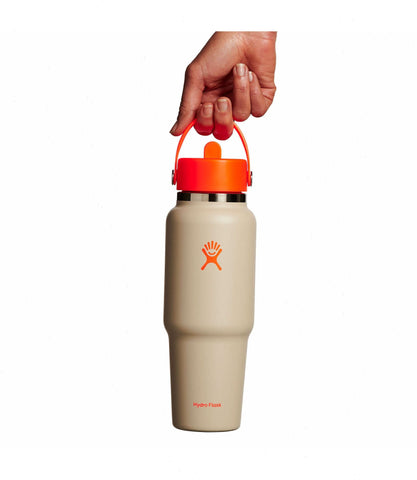 32 oz Wide Mouth Travel Bottle with Flex Straw Cap-Neon Orange