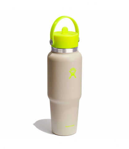 32 oz Wide Mouth Travel Bottle with Flex Straw Cap-Neon Yellow