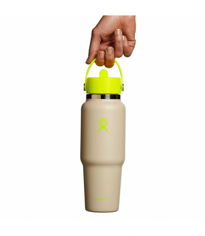 32 oz Wide Mouth Travel Bottle with Flex Straw Cap-Neon Yellow
