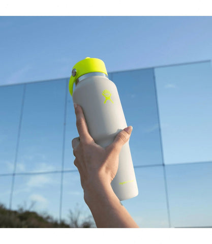 32 oz Wide Mouth Travel Bottle with Flex Straw Cap-Neon Yellow