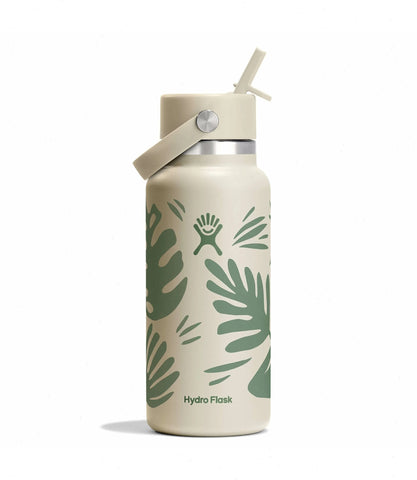 32 oz Wide Mouth with Flex Straw Cap-Botanical Bliss Coconut