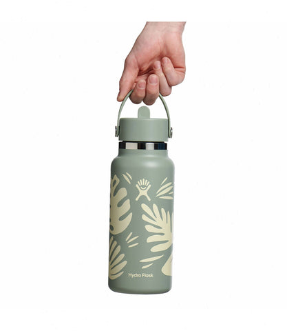 32 oz Wide Mouth with Flex Straw Cap-Botanical Bliss