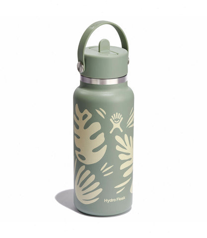 32 oz Wide Mouth with Flex Straw Cap-Botanical Bliss
