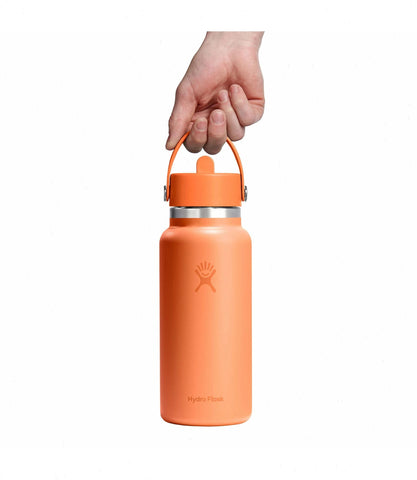 32 oz Wide Mouth with Flex Straw Cap-Nectar Orange