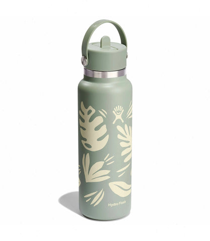 40 oz Wide Mouth with Flex Straw Cap-Botanical Bliss