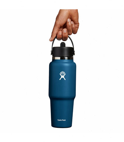 32 oz Wide Mouth Travel Bottle with Flex Straw Cap-Indigo