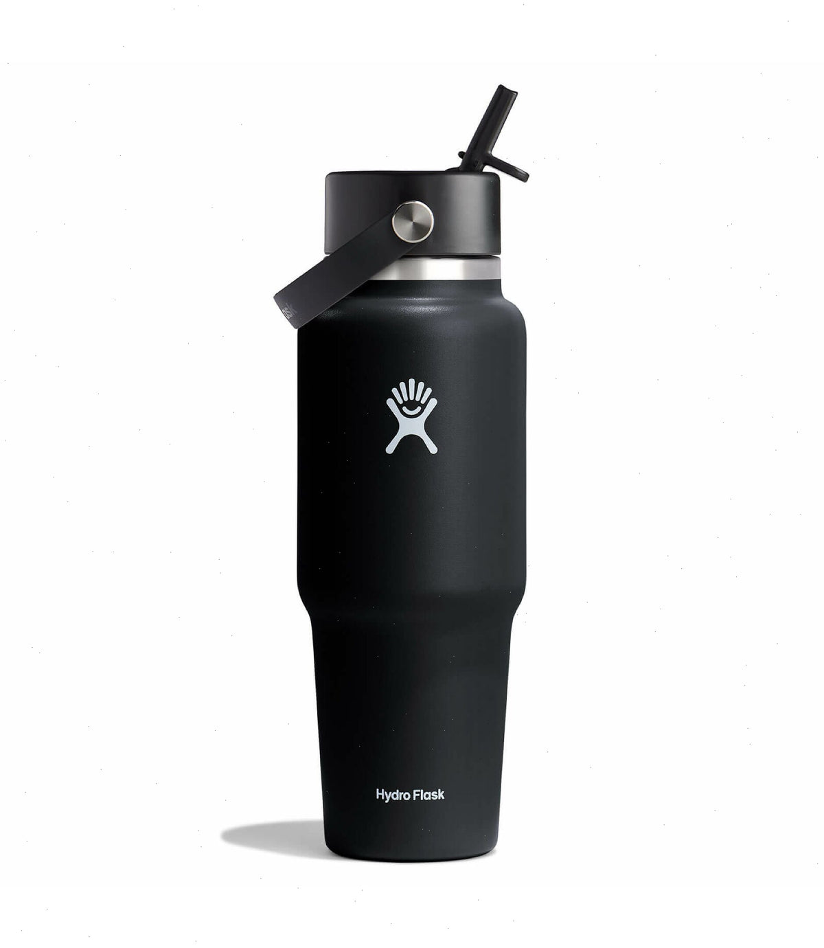 32 oz Wide Mouth Travel Bottle with Flex Straw Cap-Black