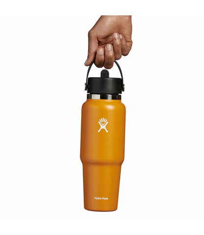 32 oz Wide Mouth Travel Bottle with Flex Straw Cap-Fossil