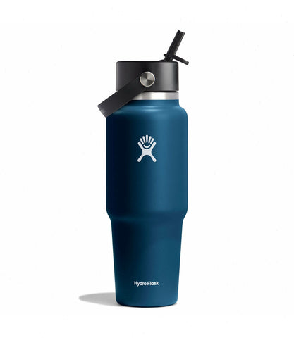 32 oz Wide Mouth Travel Bottle with Flex Straw Cap-Indigo