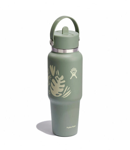 32 oz Wide Mouth Travel Bottle with Flex Straw Cap-Botanical Bliss