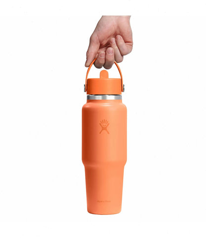 32 oz Wide Mouth Travel Bottle with Flex Straw Cap-Nectar Orange