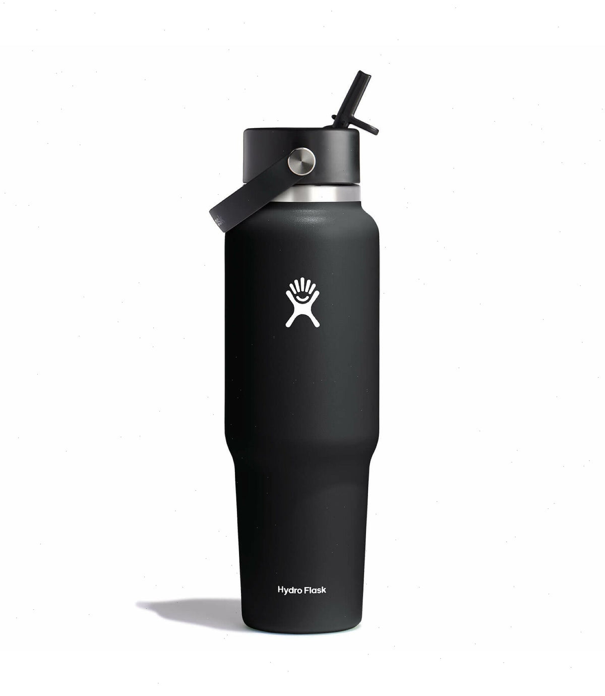 40 oz Wide Mouth Travel Bottle with Flex Straw Cap-Black